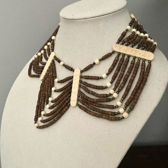 NEW Free People Silver Sage Collar Necklace Wood - Picture 7 of 7